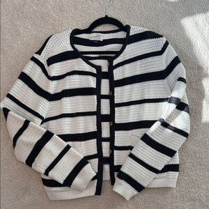 Universal Thread Black and White Striped Cardigan